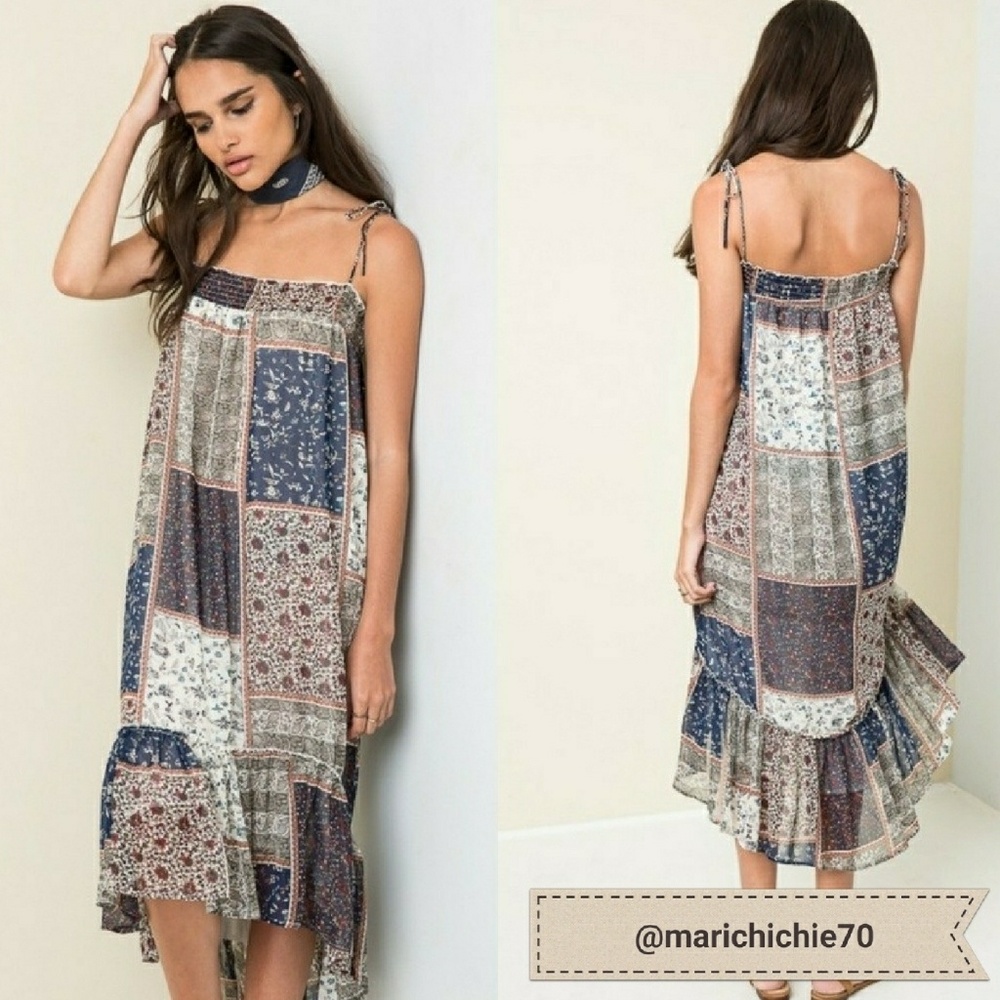 NWT Navy Mix Patch Print Dress - Picture 3 of 4